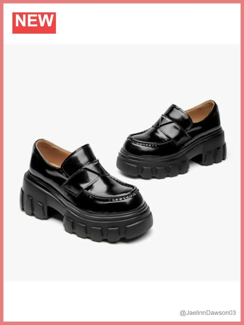 Women's Chunky Lug Sole Platform Loafers, Slip-on Business Casual Dress Shoes